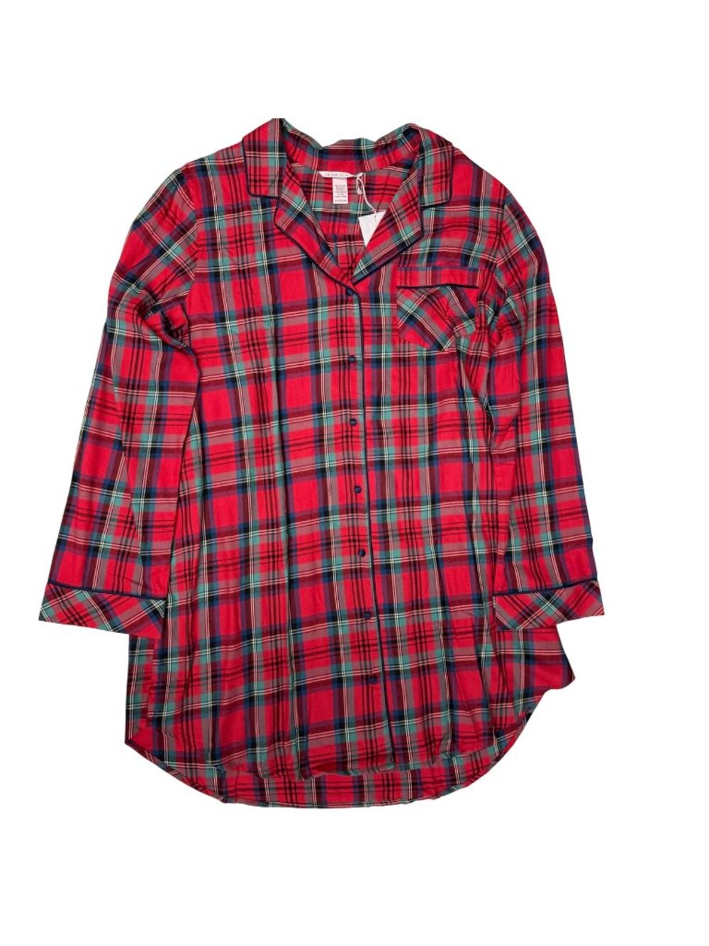 NWOT LARGE L Victoria’s Secret Red Tartan Plaid Flannel Christmas Nightshirt